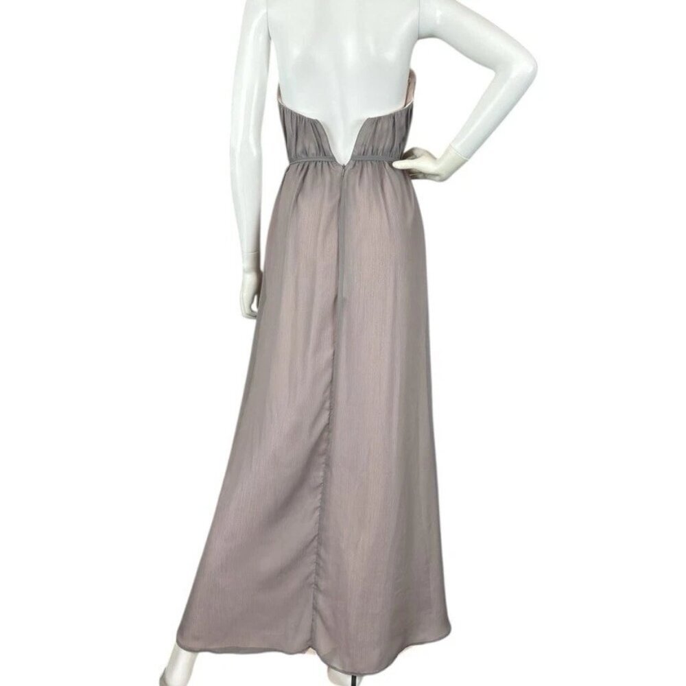 Alvina Valenta Bridesmaids Ruched Chiffon Shimmer Dress Gown Gray Pink Size 4 - Picture 2 of 9
